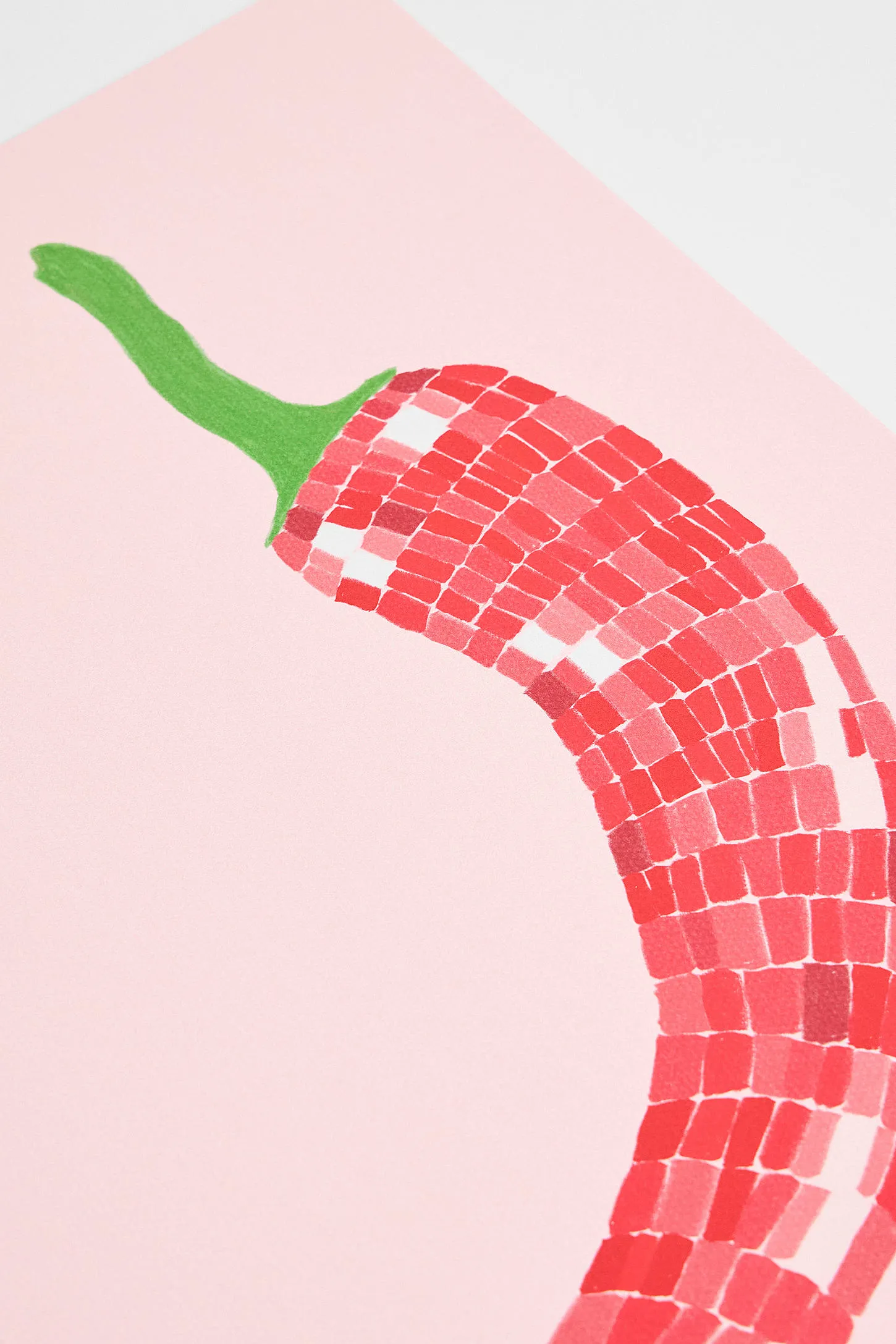 Disco Ball Chilli 30cmx40cm Wall Art Print - Pink A3 2