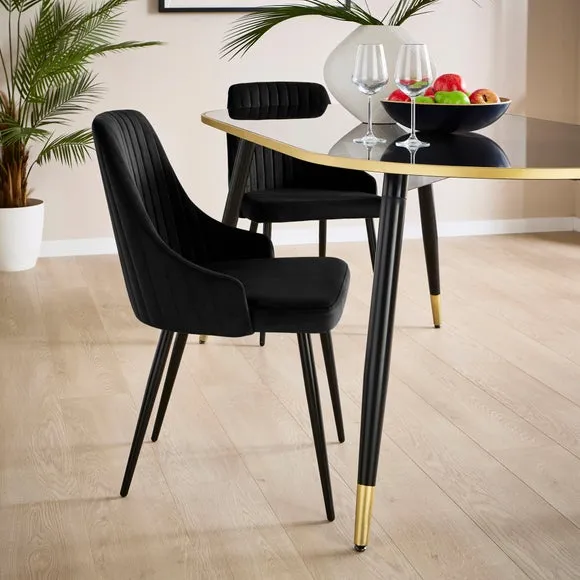 Shea Set of 2 Dining Chairs, Velvet