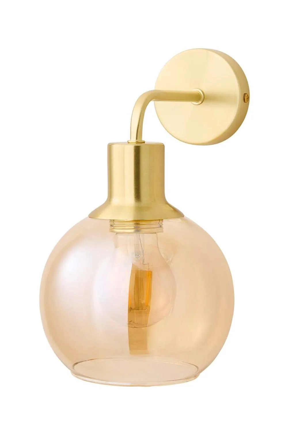 ValueLights Bellamy Wired Glass Globe Wall Light in Gold 6