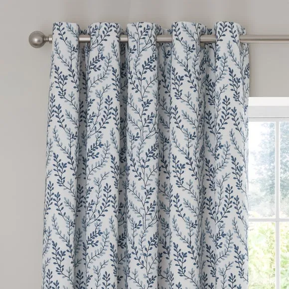 Shimla Embroidered Floral Eyelet Curtains 1