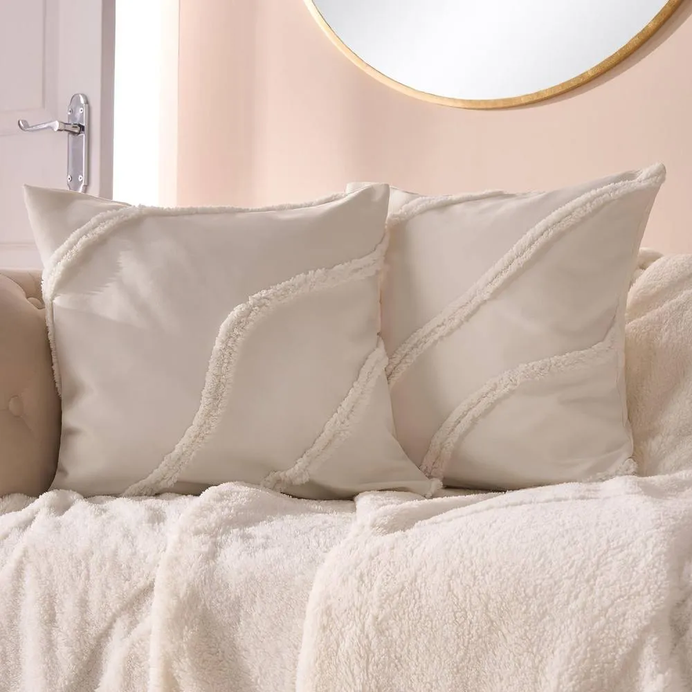 OHS 2 x Tufted Contour Cushion Cover Luxury Modern in Ivory
