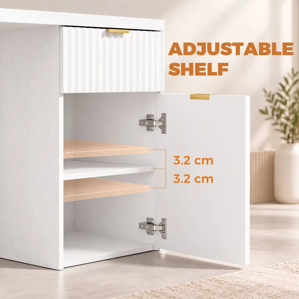 HOMCOM Computer Desk with Drawer, Reversible Office Des, White 6