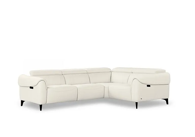 Nicole Small Leather Power Recliner Corner Sofa with Power Headrests and Power Lumbar - Botero Bianco