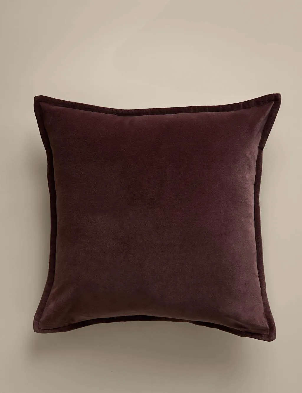 M&S Pure Cotton Velvet Cushion Cover Aubergine