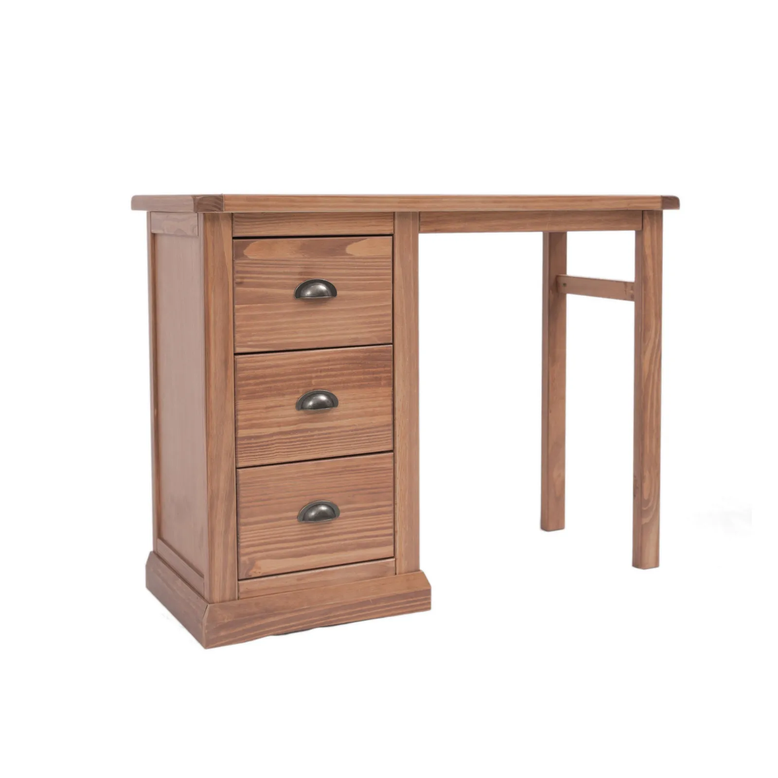 Cabinet Bits Tirolo 3 Drawer Desk - Dressing Table Brass Cup Handle in Brown 2