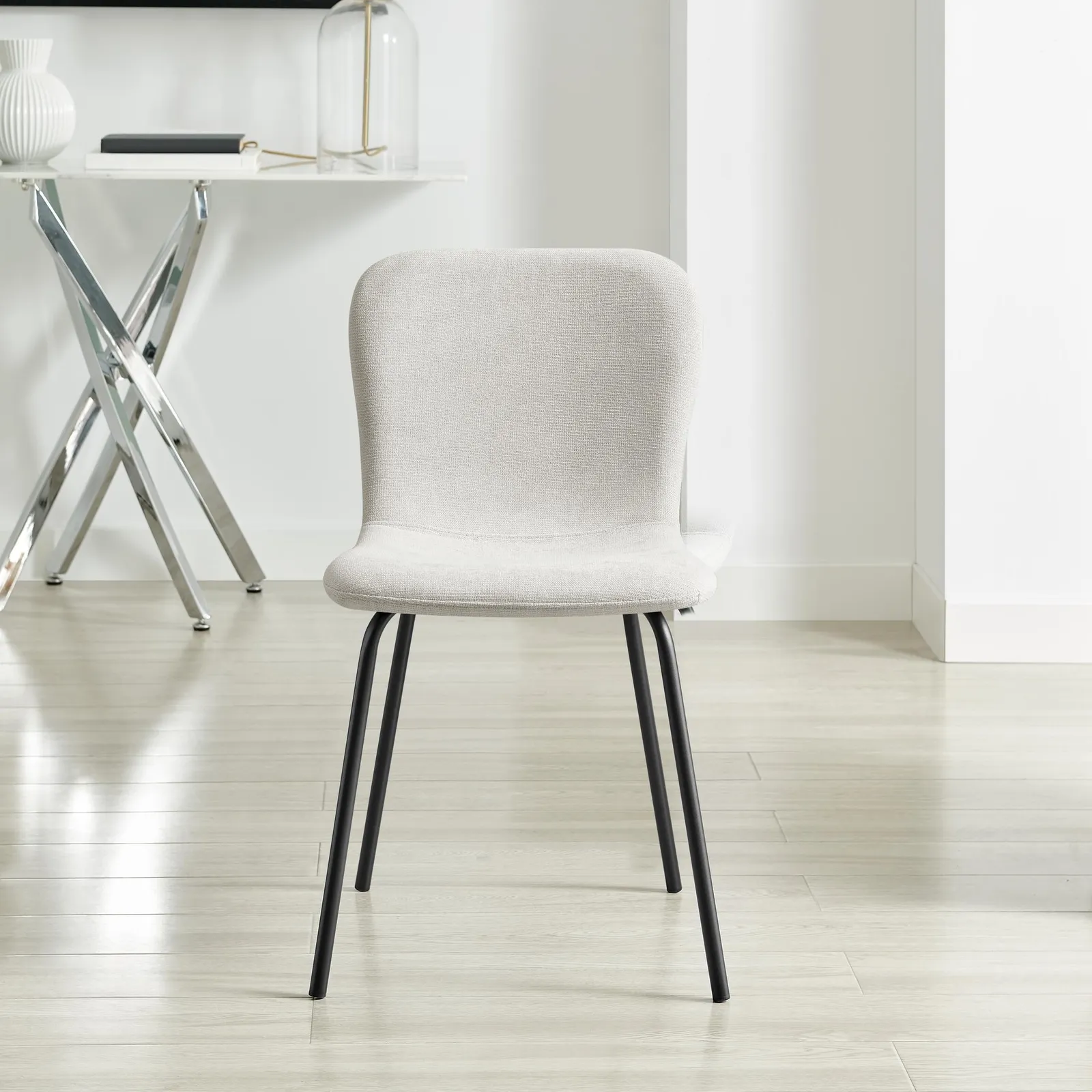 FurnitureboxUK 2 x Asti Cream Linen Effect Dining Chairs 5