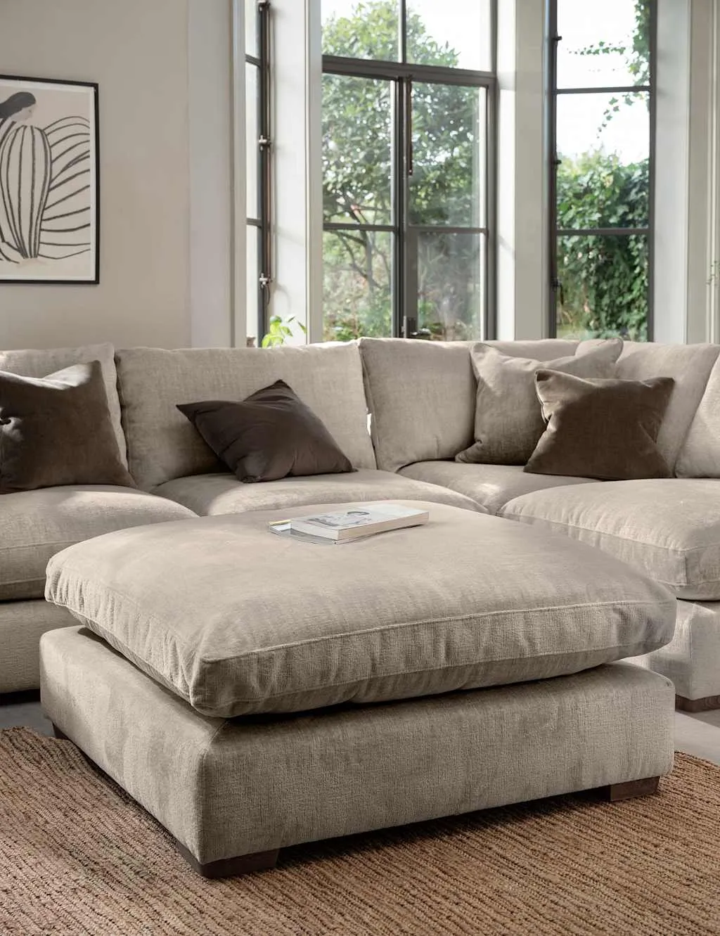 BARKER AND STONEHOUSE Palmer Textured Chenille Footstool Grey
