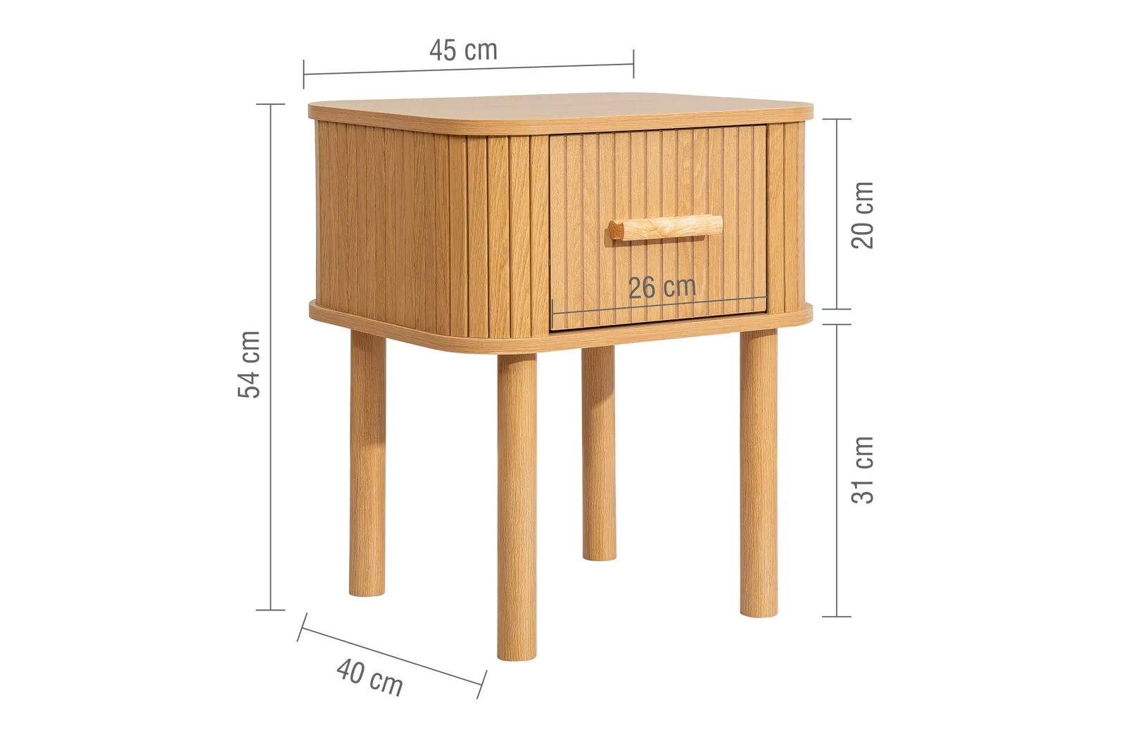 Birlea 1 Oak Brown Drawer Wooden Fluted Bedside Axel 6