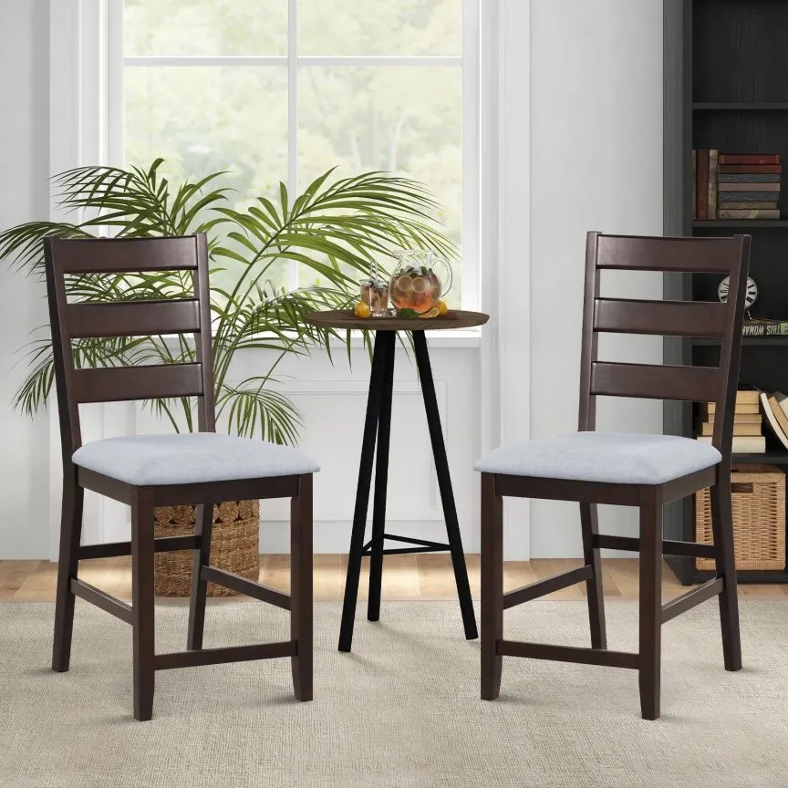 Costway 2-Piece Counter Height Bar Stool Set w/Padded Seat Bar Chair in Brown 6
