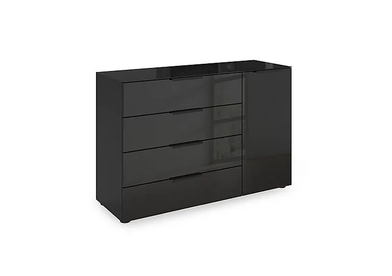 Haven 4 Drawer 1 Door Glass Chest with Glass Top and Front