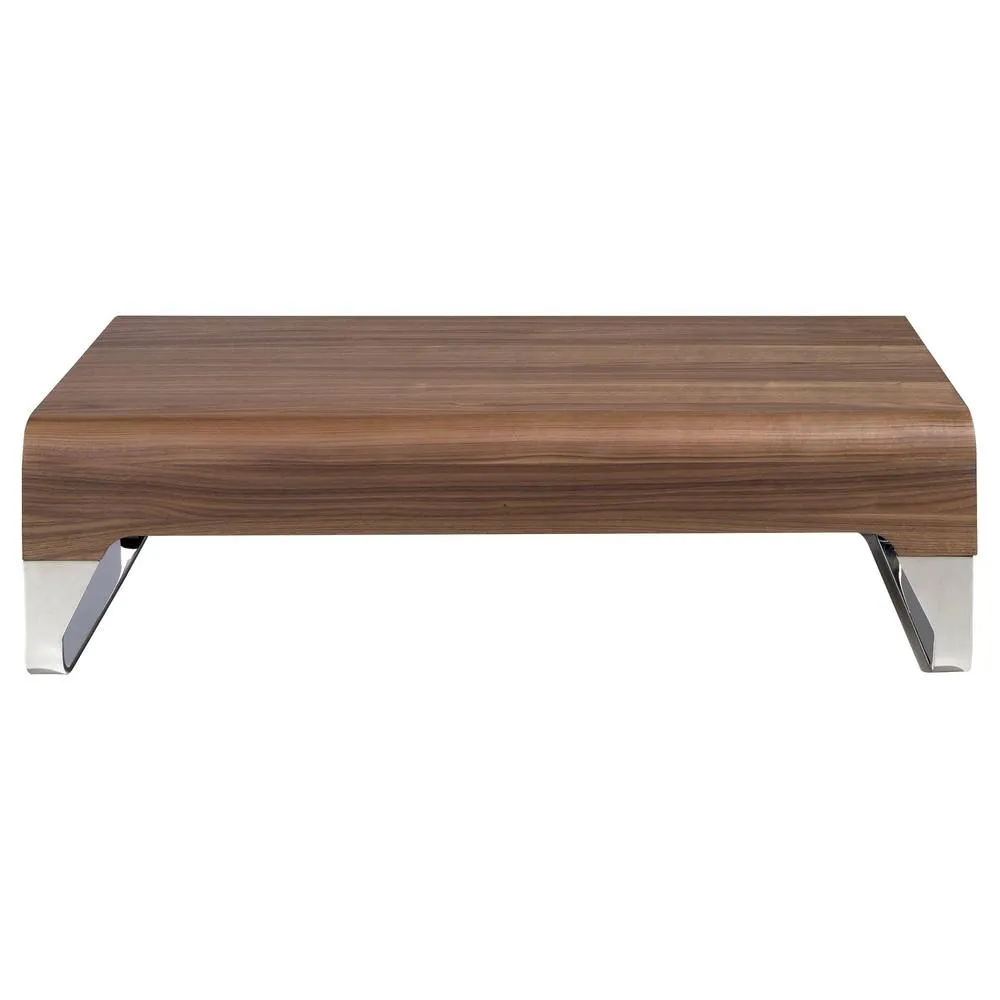 Angel Cerda Rectangular Walnut Coffee Table with Chrome-Plated in Brown 2