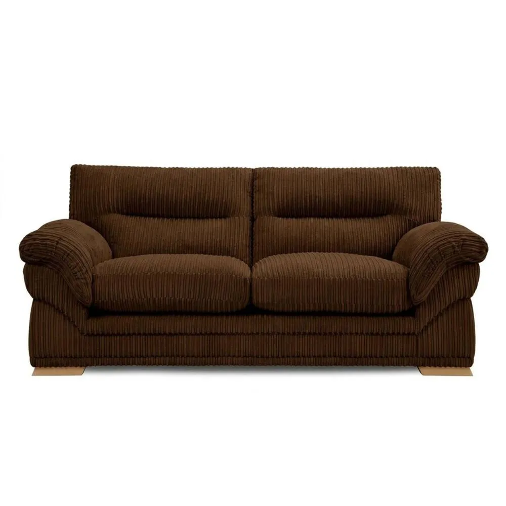 Bliss Furniture Amalfi 3 Seater Claude Sofa Modern Plush Fabric in Brown