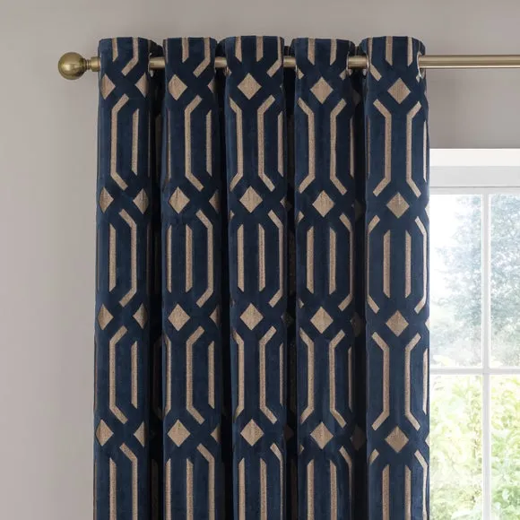 Luxe Deco Cut Velvet Eyelet Curtains 1