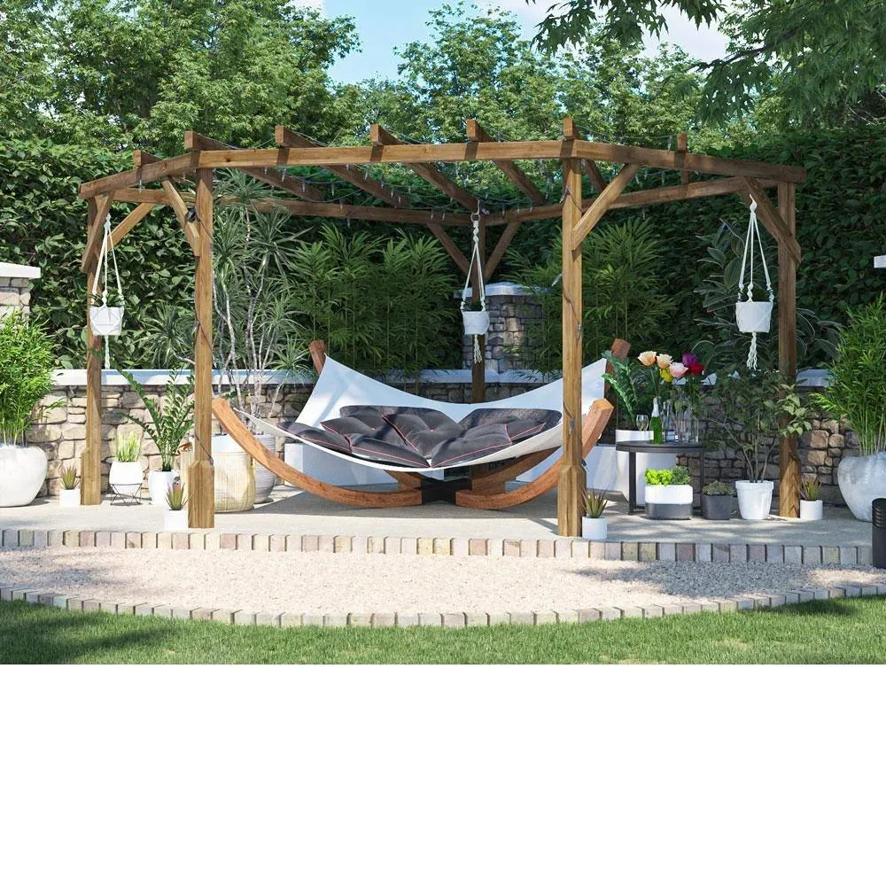 Dunster House Wooden Corner Pergola Kit 3x3m Pressure Treated Utopia Diamond in Brown 2