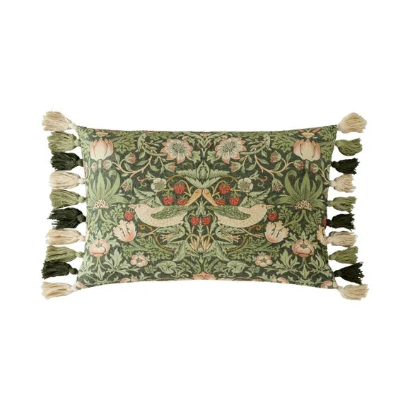 William Morris At Home Strawberry Thief Tassels Cushion 3