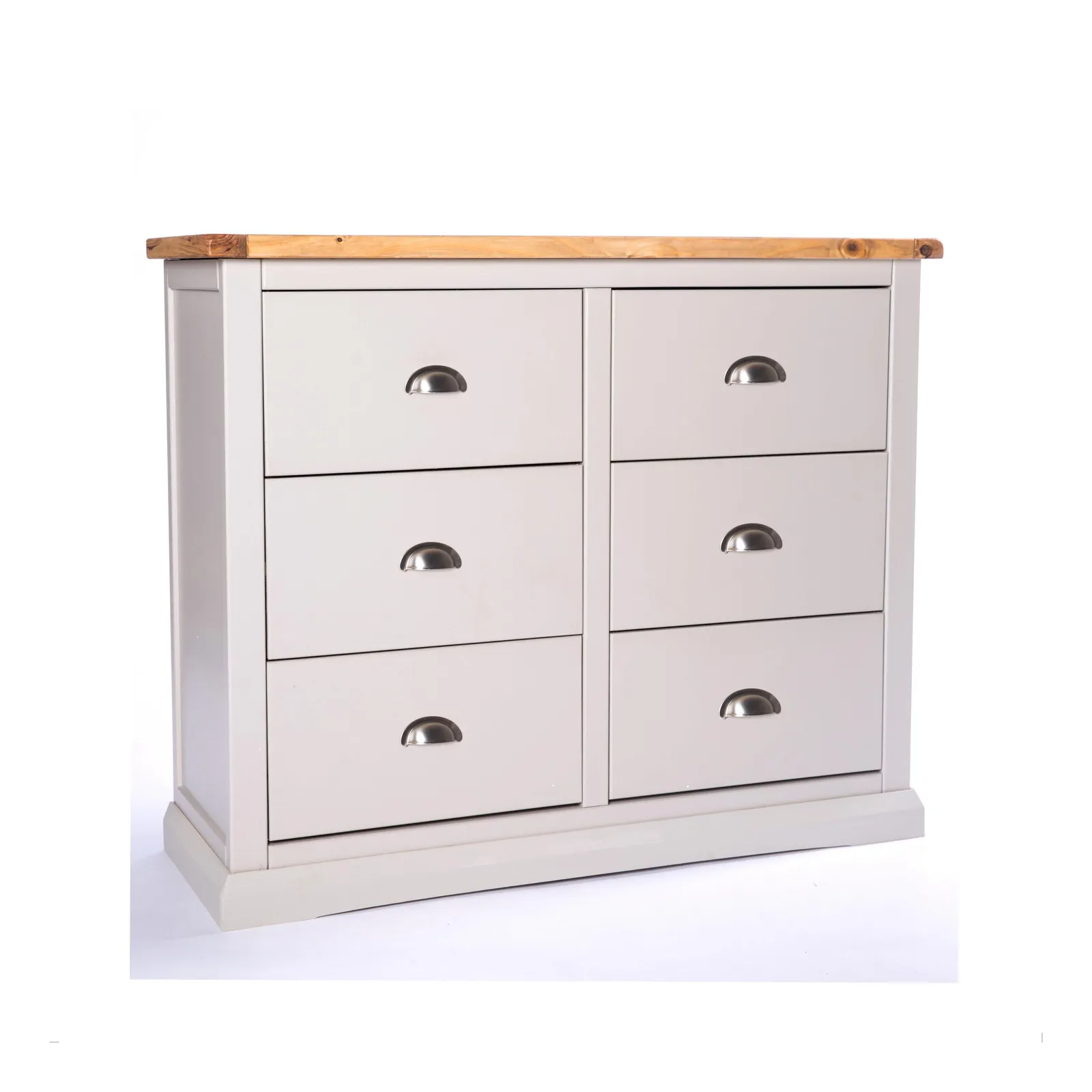 Cabinet Bits Loreo 6 Drawer Chest of Drawers Chrome Cup Handle in Light Grey 2