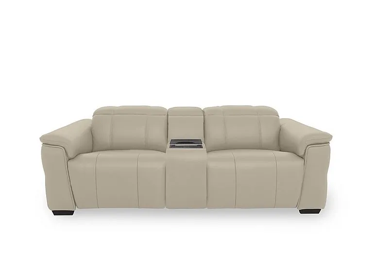 Inca NC Leather 3 Seater Power Recliner Sofa with Power Headrests and Fridge Console - Oyster