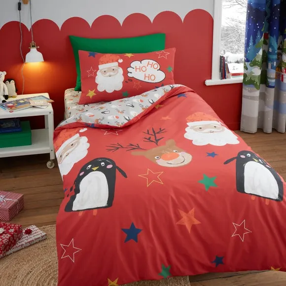 Bedlam Ho Ho Ho Red Duvet Cover & Pillowcase Set 1