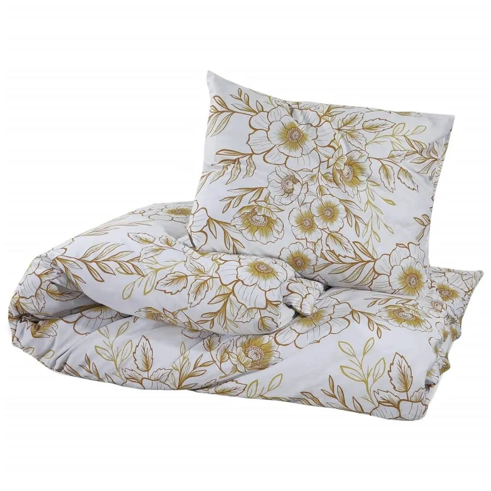 Berkfield Home Elegant Duvet Cover Set White & Brown 200x200 cm Cotton