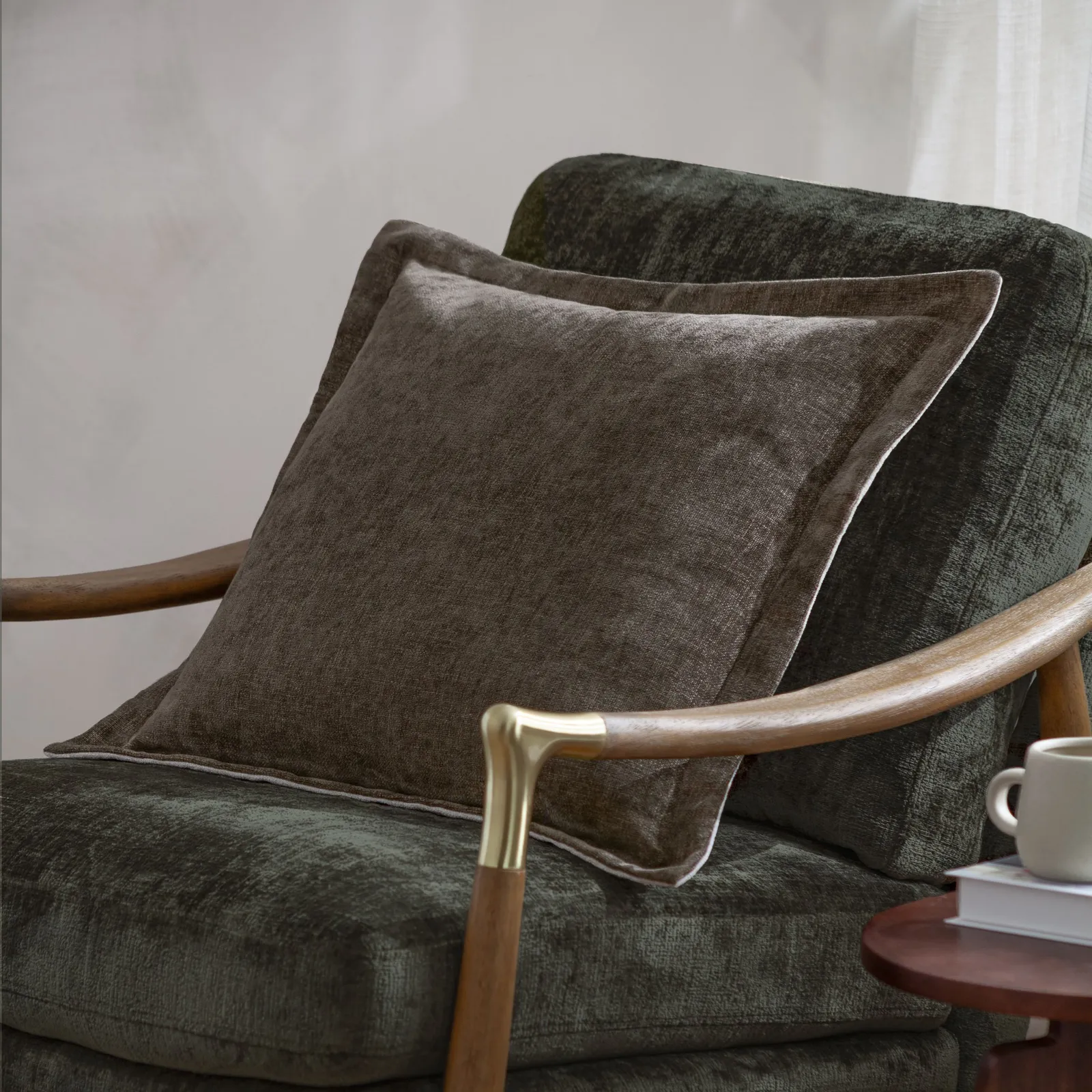 Yard Dune Velvet Chenille Cushion in Dark Brown 1