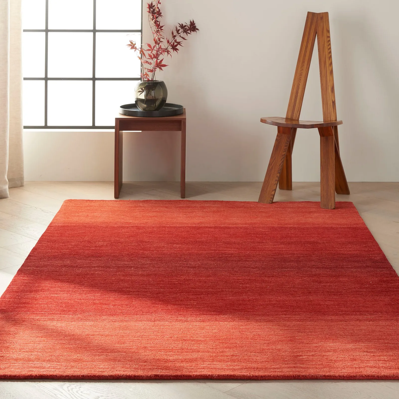 Calvin Klein Linear Glow Rug Red