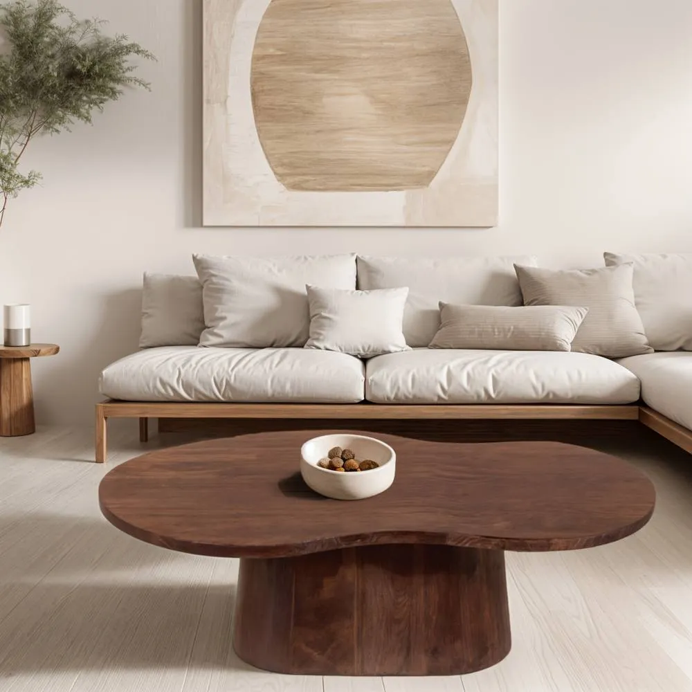 IH Design Lorrell Solid Wood Coffee Table for Living Room in Brown 5
