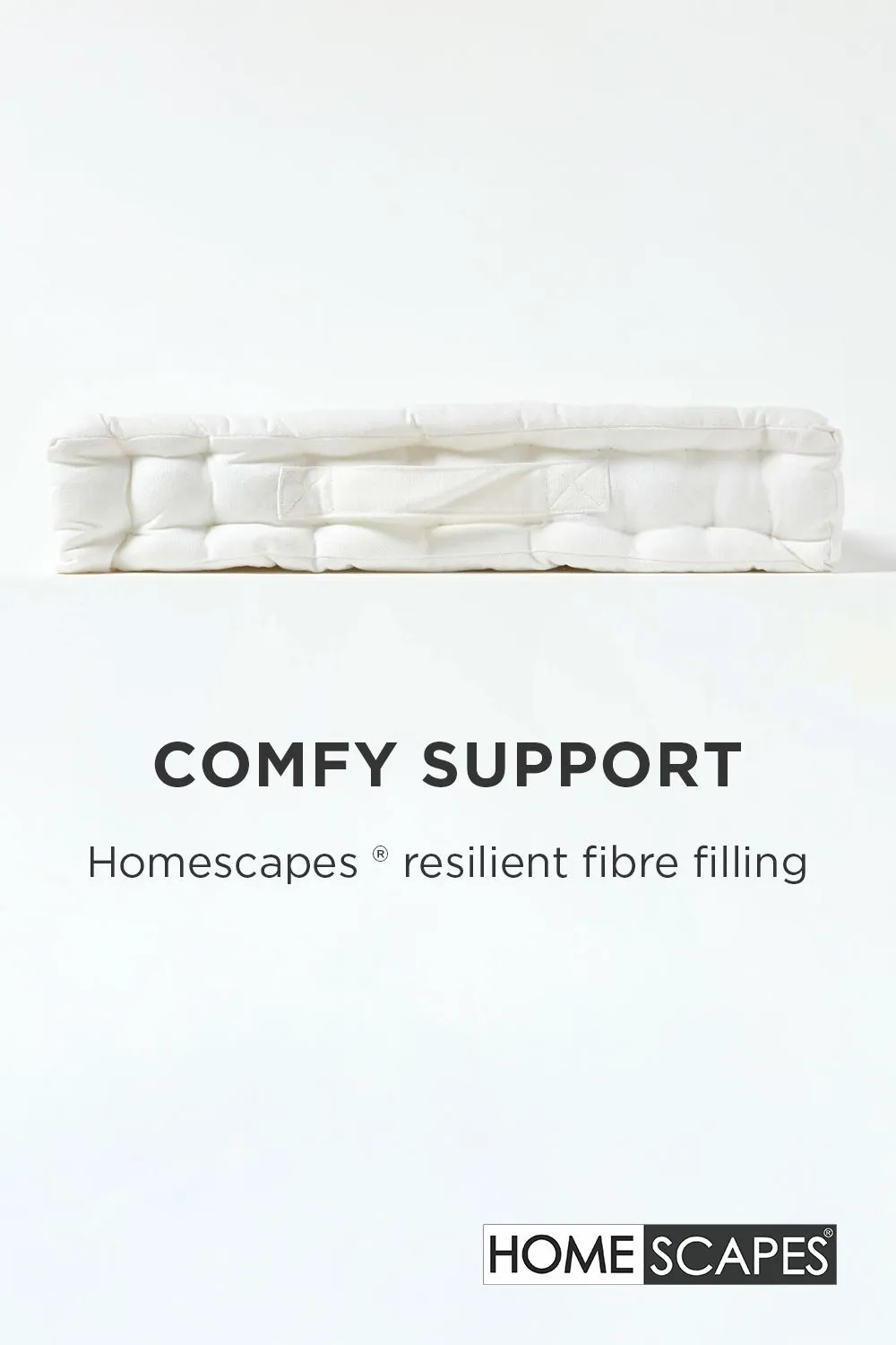 Homescapes Plain Cotton Floor Cushion in White 4