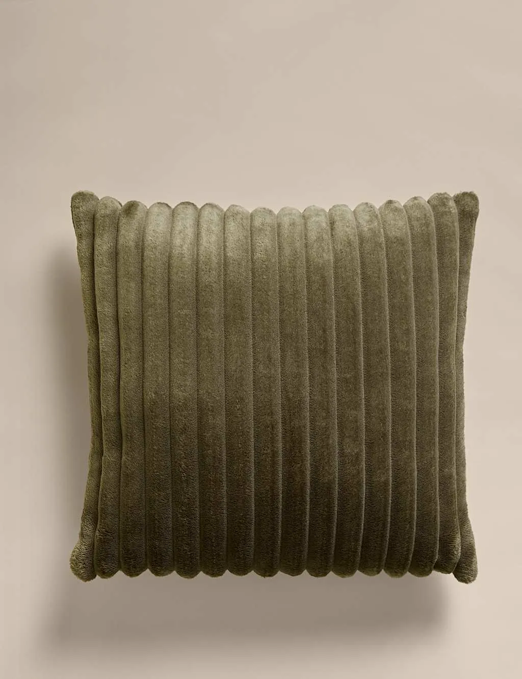 M&S Ribbed Fleece Cushion Khaki