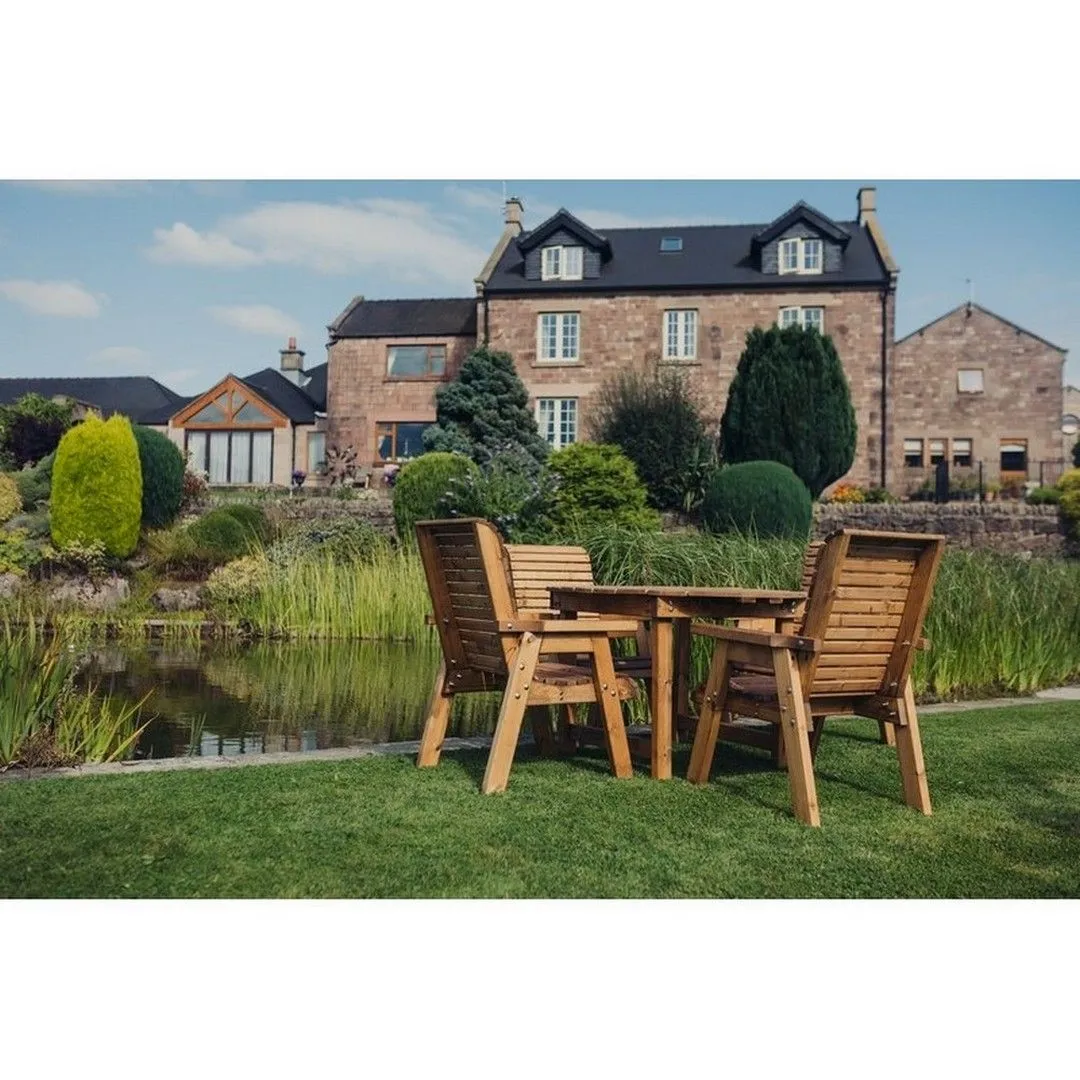 Churnet Valley Garden Furniture Ltd Valley Round 4XC Set - Min. Assembly Required - Set of Cushions Inc in Brown 4