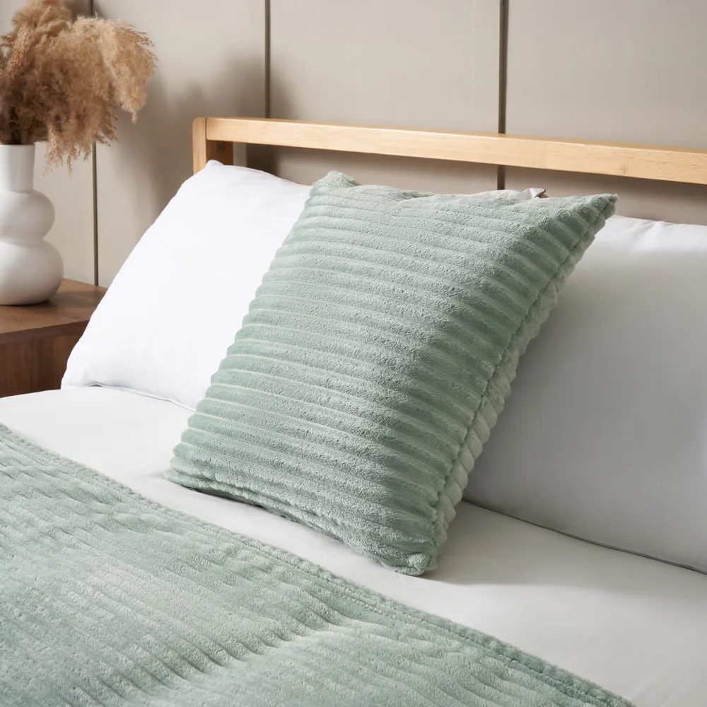 Luxury Ribbon Velvet Cushion, Silt Green 1