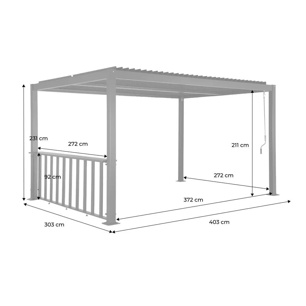 sweeek Louvered pergola 4x3m & 3m narrow counter in Dark Grey 4