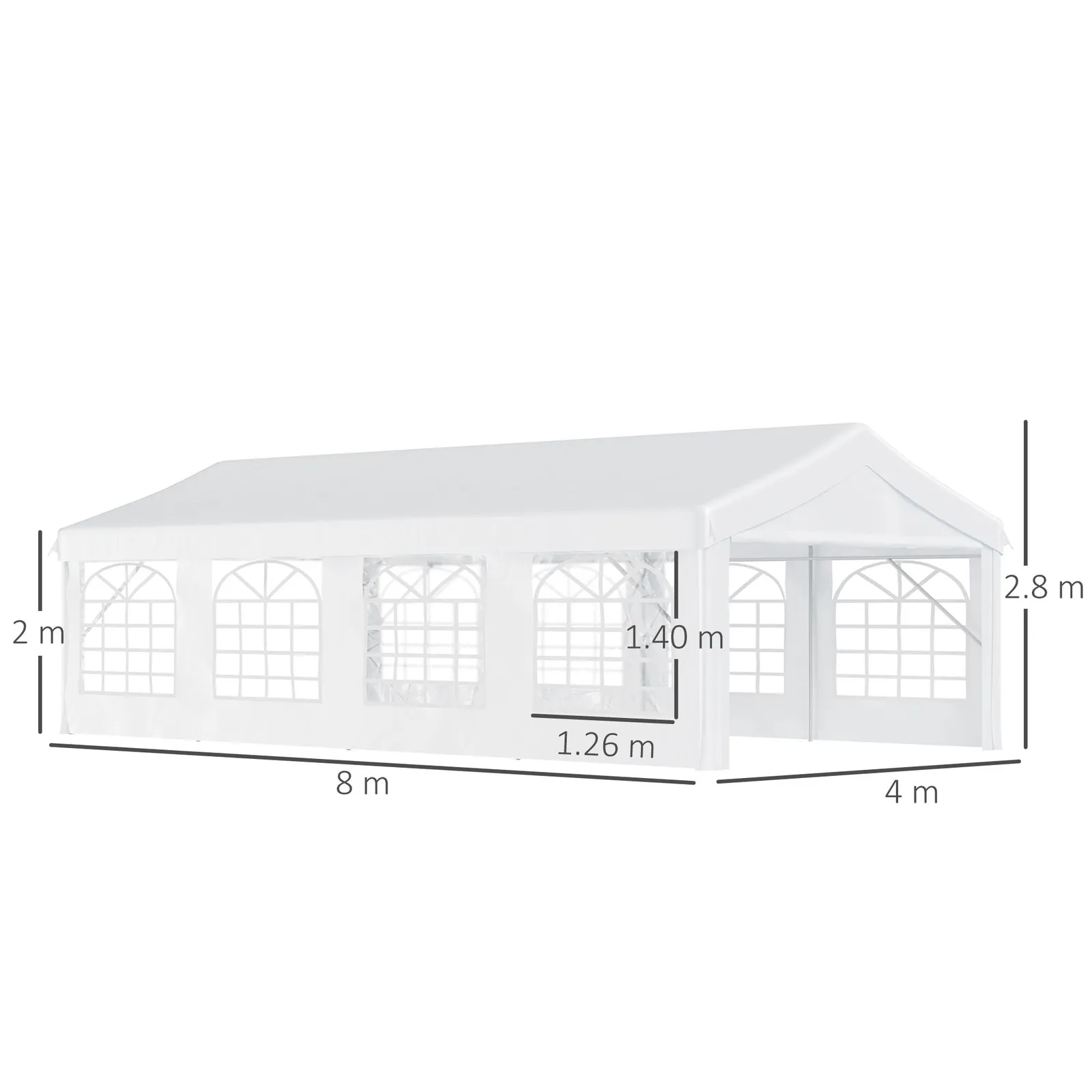 OUTSUNNY Garden Gazebo Portable Carport Shelter w/ Removable Sidewalls&Doors in White 3