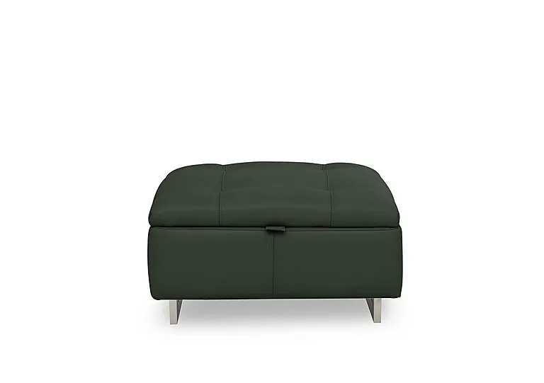 Moet Large Leather Storage Footstool - Oslo Pine