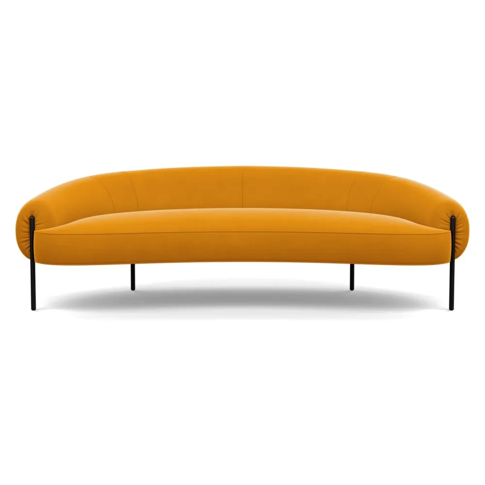 Heal's Isola 3 Seater Sofa Nobilis Velvet Mustard Black Feet 1