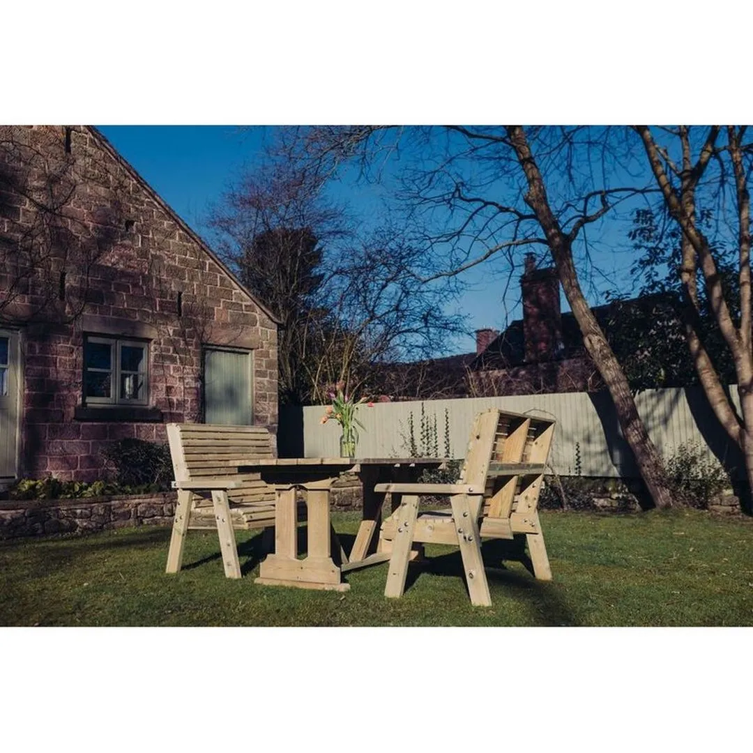 Churnet Valley Garden Furniture Ltd Ergo Dining Table Bench Set - Sits 6, Min. Assembly Required in Brown