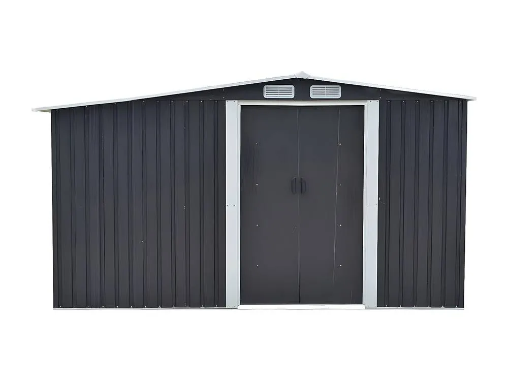 Vente-unique Galvanised Steel Garden Shed With Log Store - Grey - 10.29 M² - LERY in Dark Grey 4