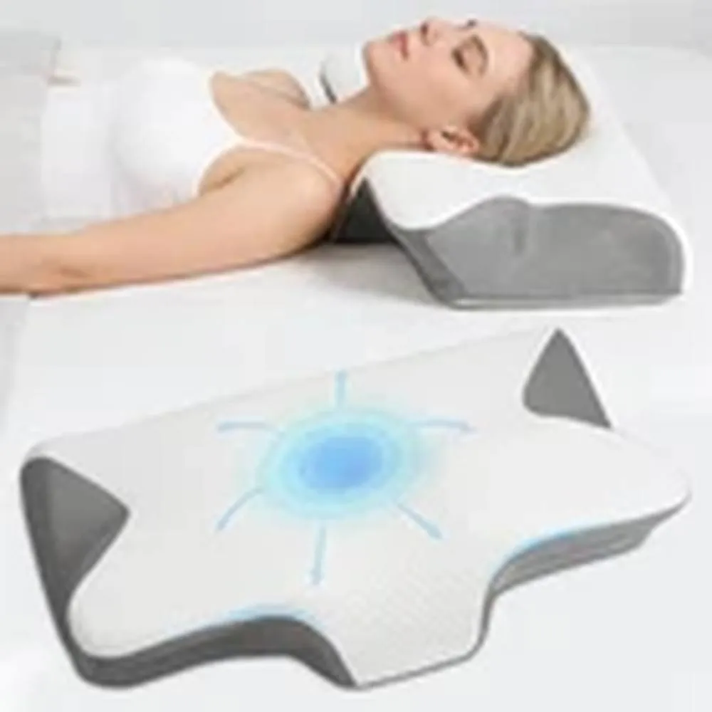 EONLION Orthopedic Memory Foam Pillow Cervical Neck Shoulder Pain Relief in Grey