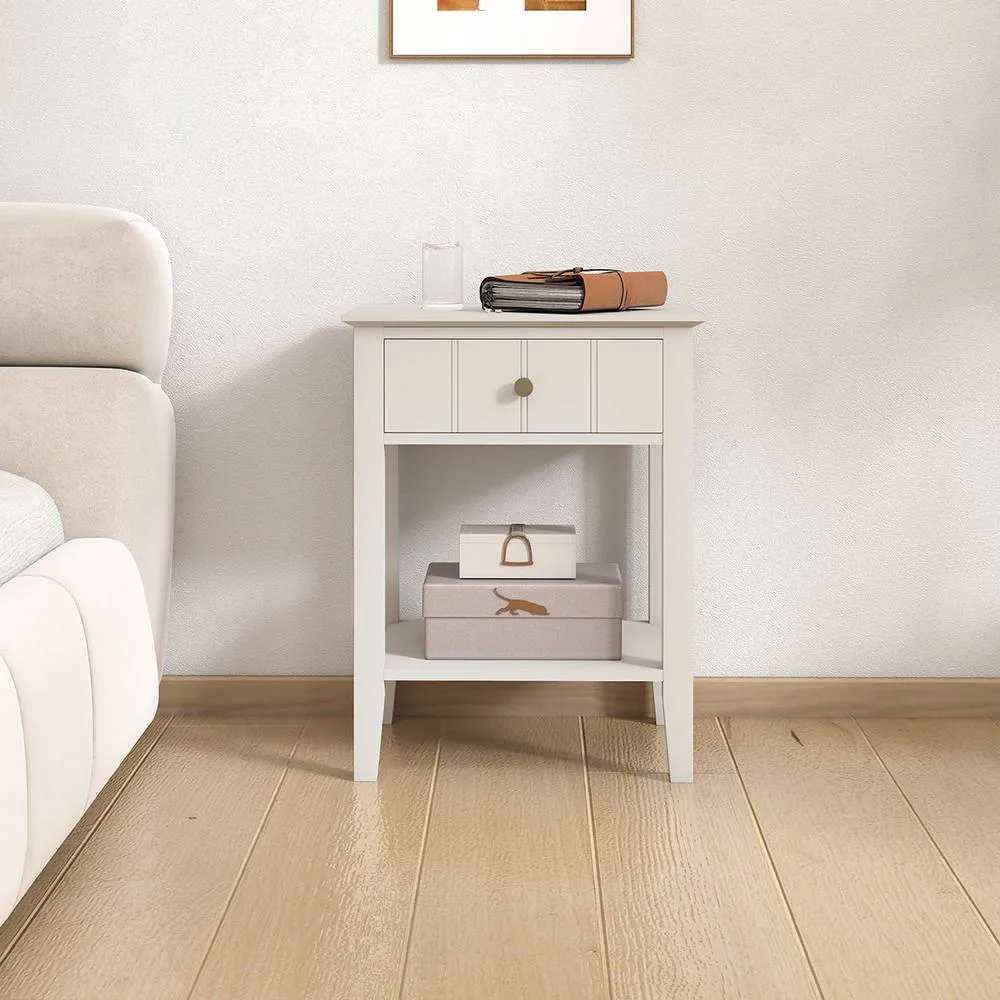 Melody Maison Ivory One Drawer Bedside Table With Shelf - Padstowe Ivory Range in Cream 5