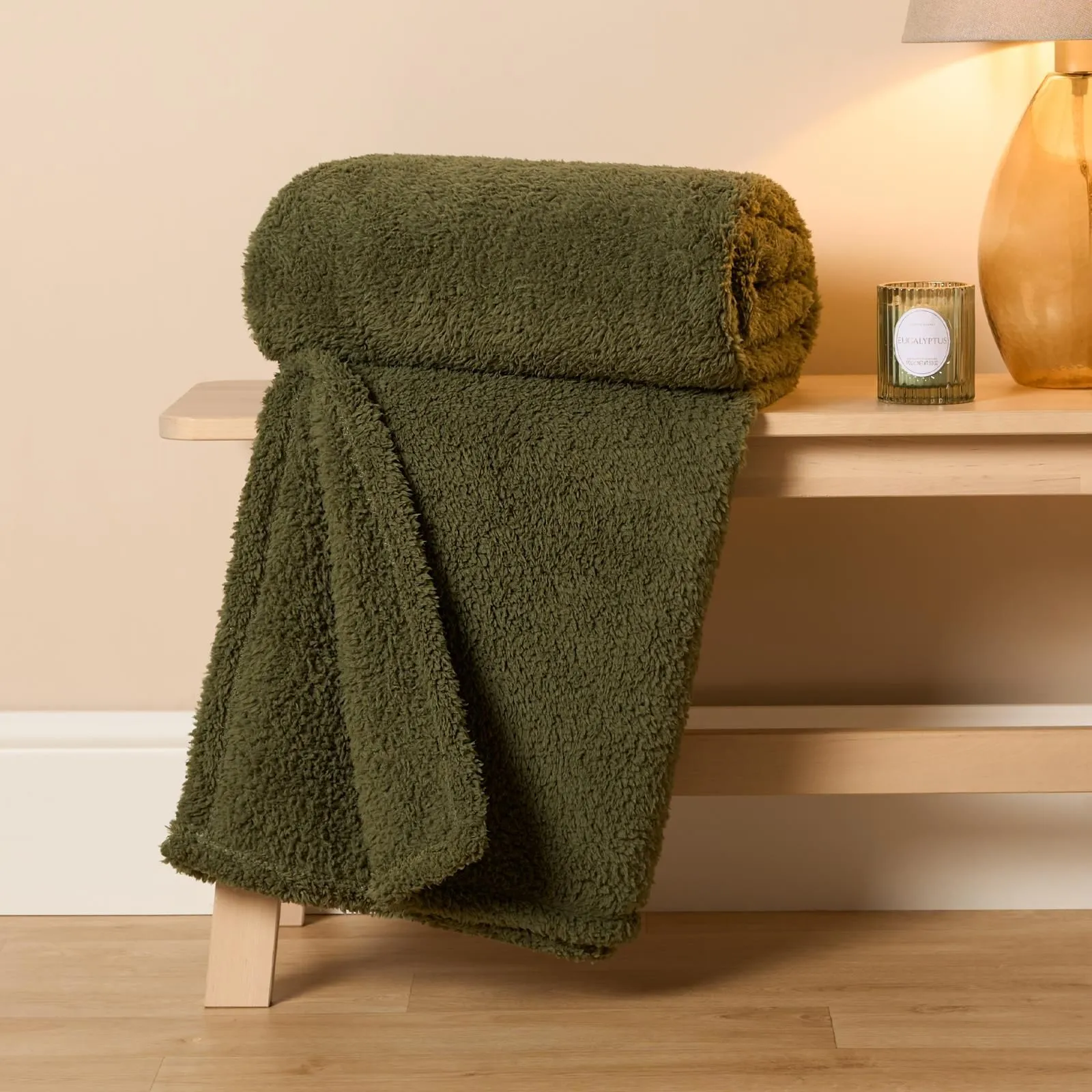 OHS Large Teddy Fleece Throw Blanket in Green