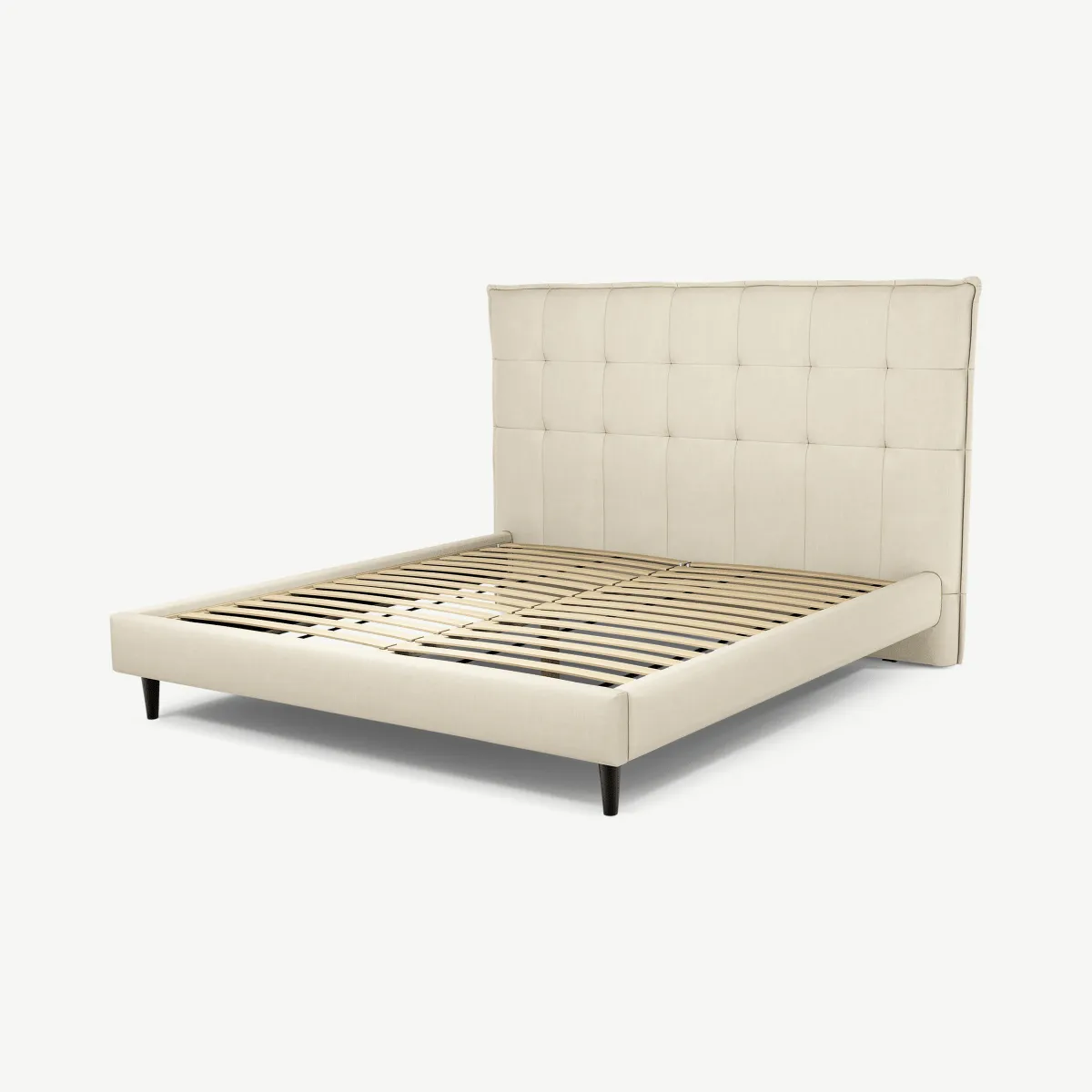 Lamas Super King Size Bed, Putty Cotton with Black Stain Oak Legs