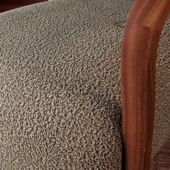 Clara Fluffy Sherpa Wooden Arm Accent Chair 4