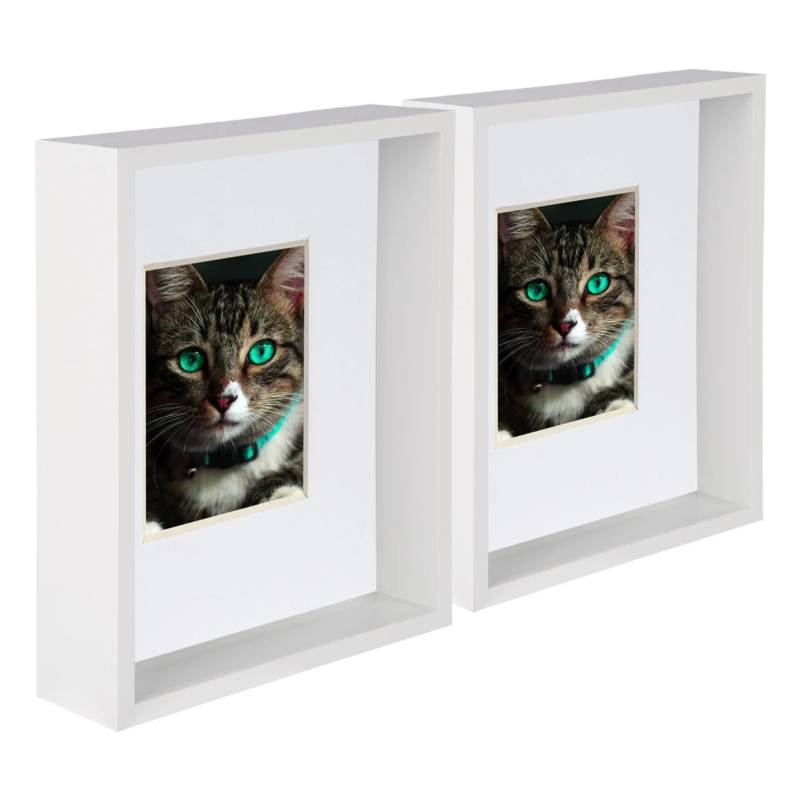 Nicola Spring 8" x 10" 3D Deep Box Photo Frames - 4" x 6" Mount - White - Pack of 5 1