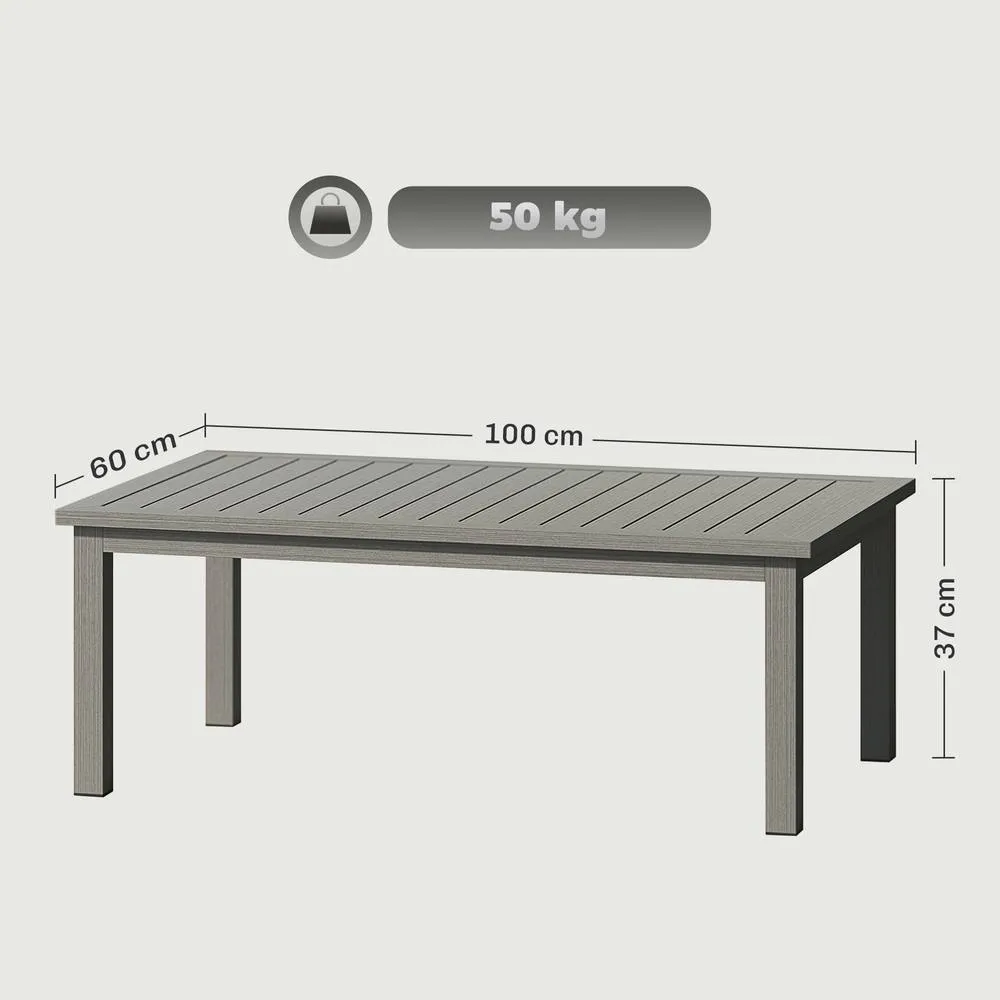 OUTSUNNY Aluminium Outdoor Coffee Table Patio Table with Slat Top, Grey 3