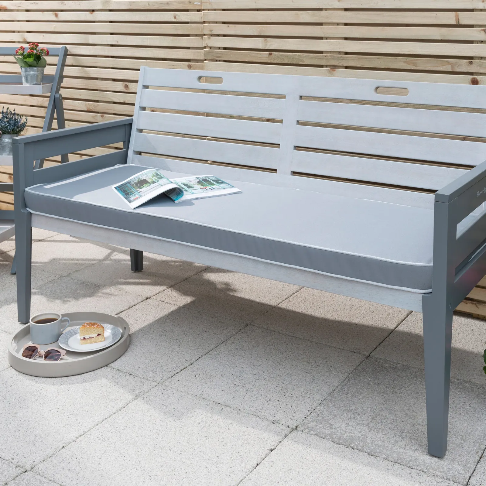 Florenity Grigio 3 Seater Cushioned Bench Grey