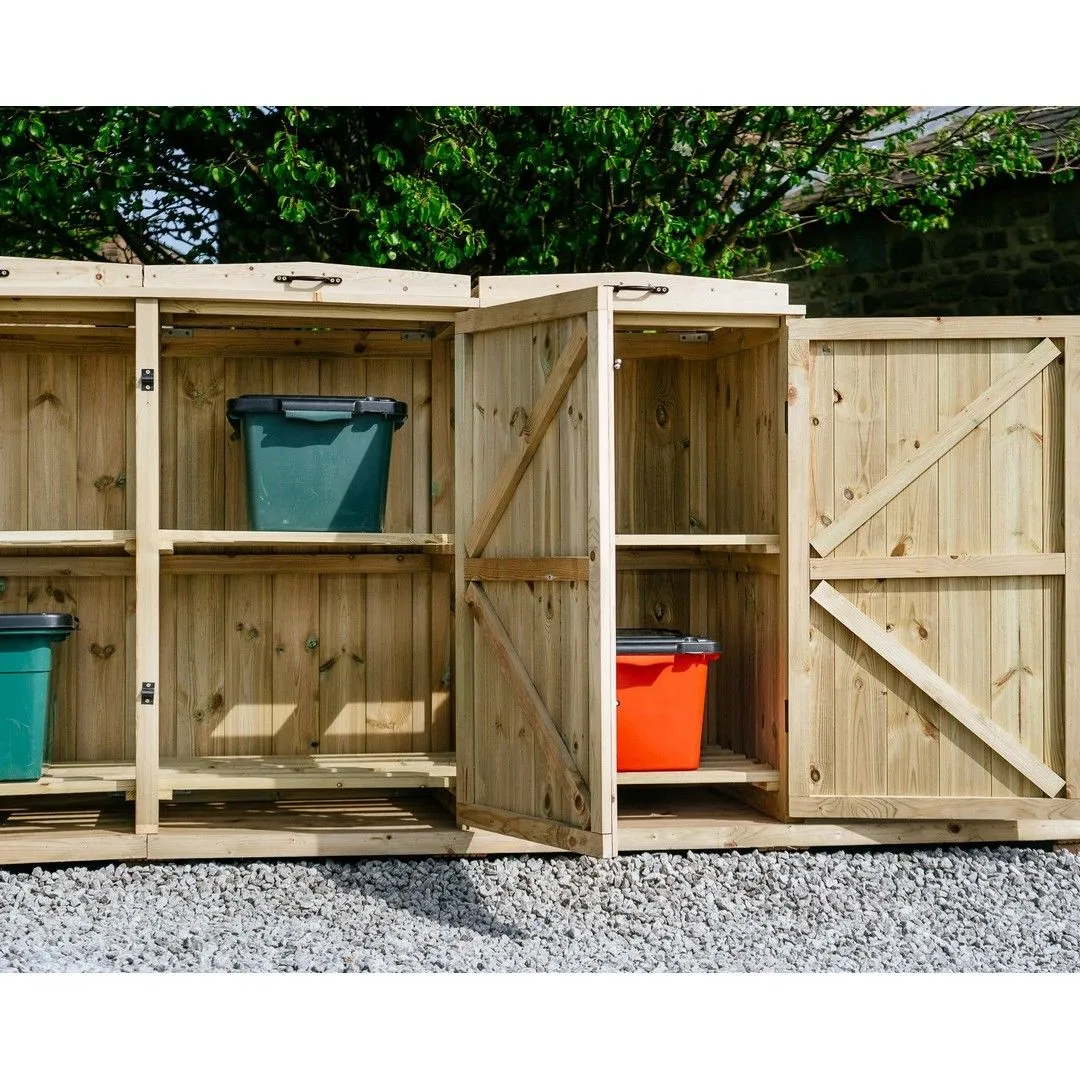 Buttercup Farm Chatburn Bin Store, Fits 1x 180L/240L Wheelie Bins & 8x Boxes in Brown 5