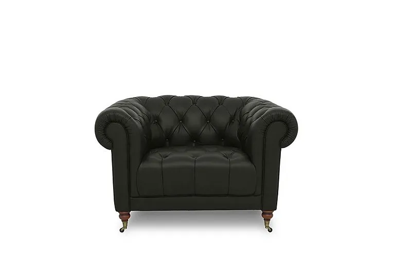 Columbus Leather Armchair with Castors