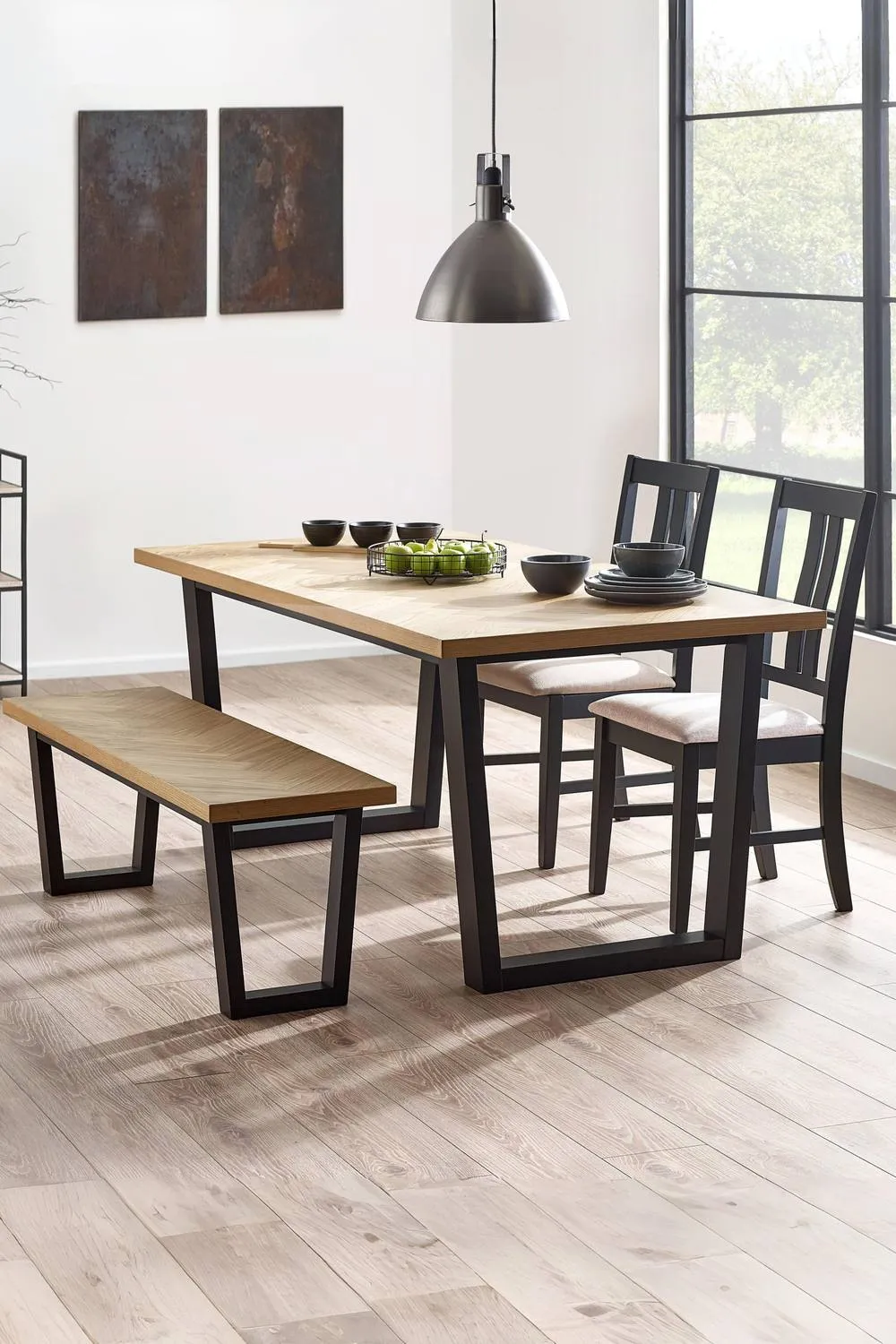 Julian Bowen Hilton 2 Seater Dining Bench in Light Oak 4