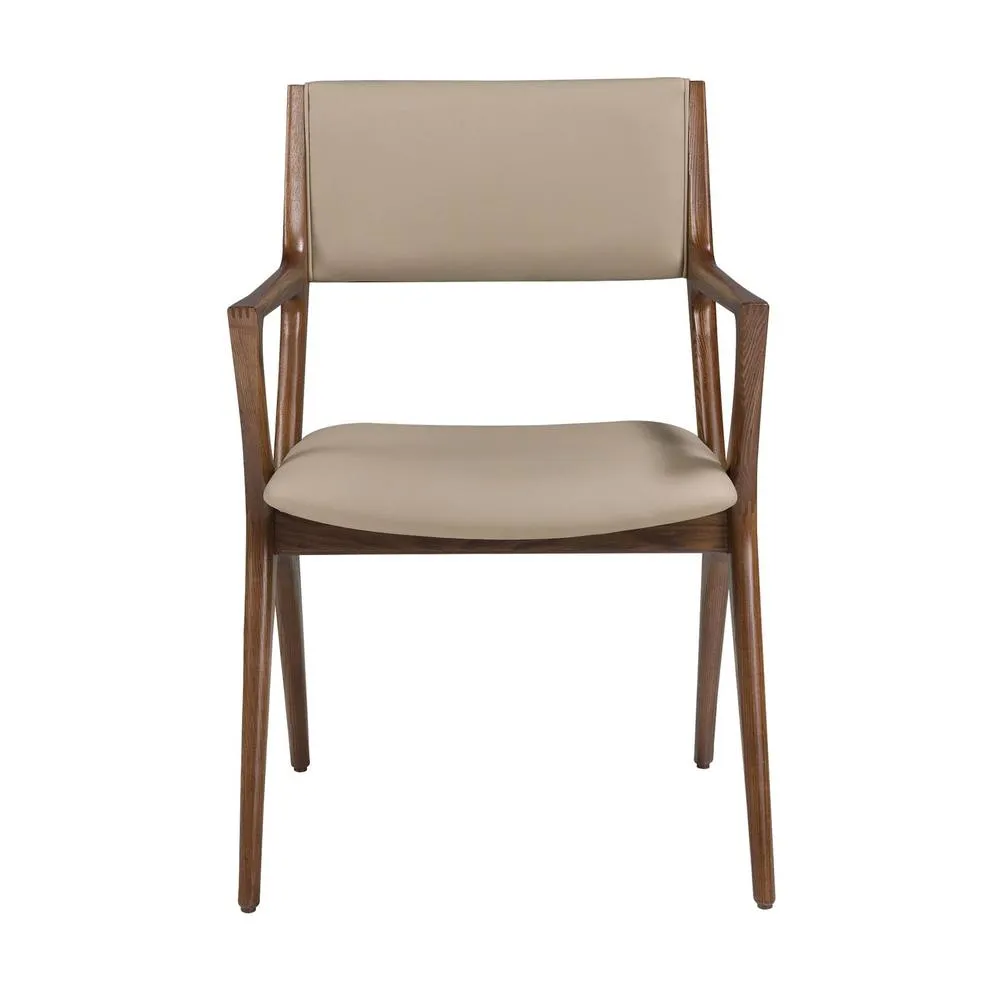 Angel Cerda Mink Leatherette Dining Chair with Walnut-Coloured in Beige 2