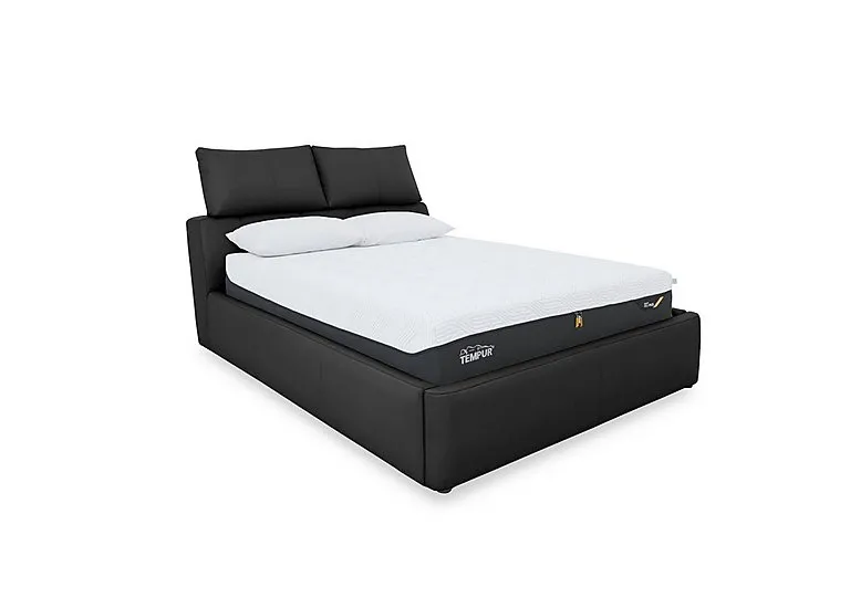 Tyrell Leather Manual Ottoman Bed Frame - Super King - Classic Black