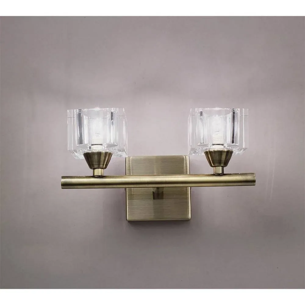 Netlighting Cuadrax Wall 2 Light G9 Antique Brass in Gold 2